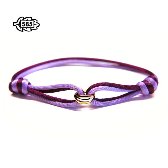 14K Tricolor Armband Double Knotted